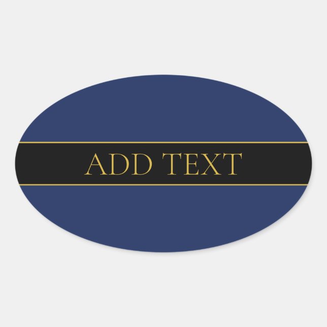 Adesivo Oval Marinho Azul e Nome Dourado Sobrenome ou Empresa (Frente)