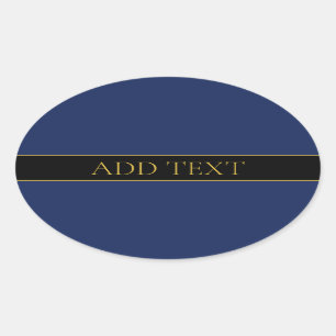 Adesivo Oval Marinho Azul e Nome Dourado Sobrenome ou Empresa