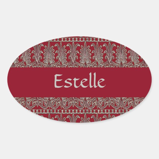 Adesivo Oval Marrom decorativo vitoriano da cinza (Frente)