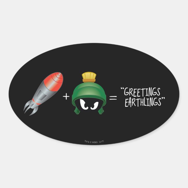 Adesivo Oval MARVIN, A Equação Emoji MARTIAN™ (Frente)
