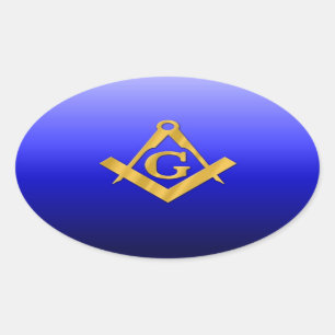 Adesivo Oval Mason Masonic com Gradient Blue