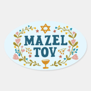 Adesivo Oval MAZEL TOV BAR BAT MITZVAH Costume Judaico Personal