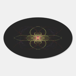 Adesivo Oval Medalhão Vermelho de Alexandra Cook aka Linandara