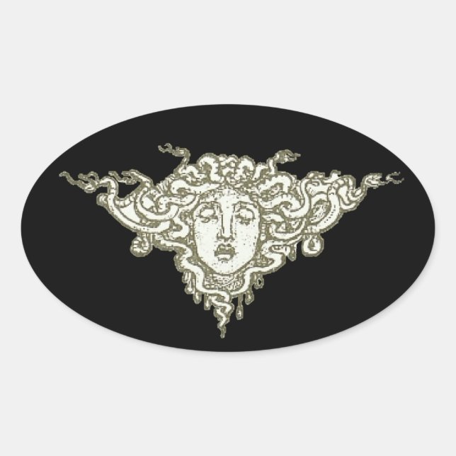 Adesivo Oval Medusa por Walter Crane (Frente)