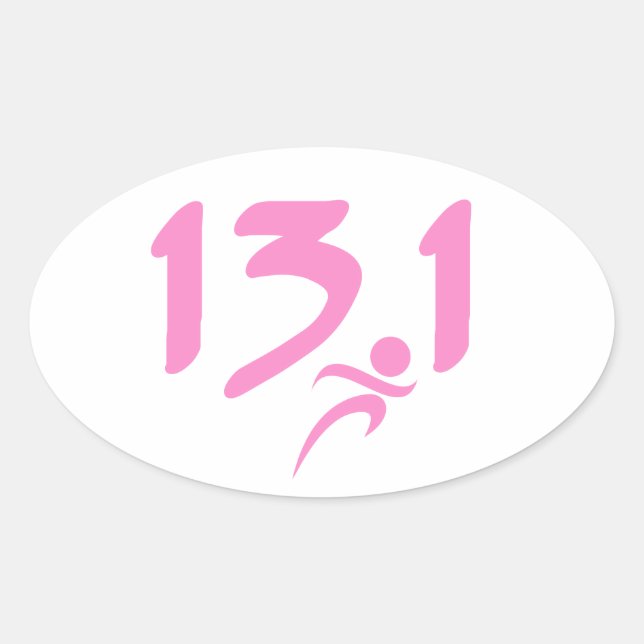 Adesivo Oval Meia-maratona rosa 13,1 (Frente)