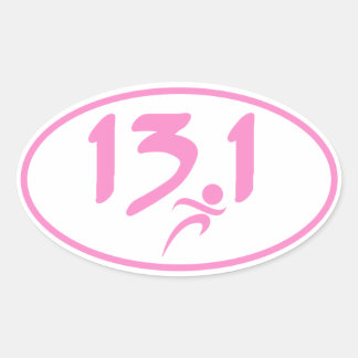 Adesivo Oval Meia-maratona rosa 13,1