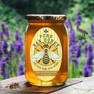 Adesivo Oval Mel Apiary Honey Jar Labels   Abelhas de mel