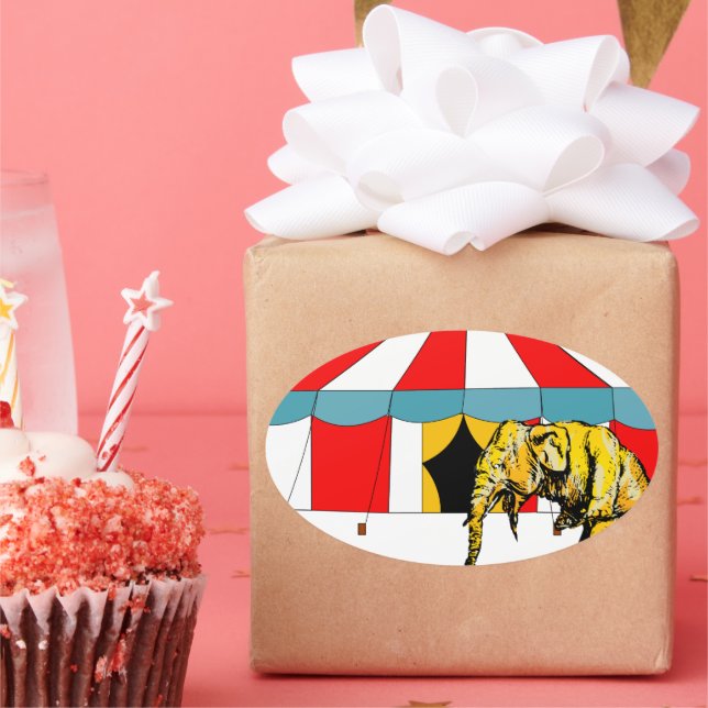 Adesivo Oval Memória do Circo em Memória dos Elefantes do Circo (Festa)