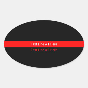 Adesivo Oval Memorial Simbólico da Linha Vermelha Fina com text
