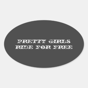 Adesivo Oval Meninas bonito andam de carona de capacete grátis