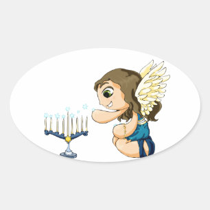 Adesivo Oval Menorah Angel