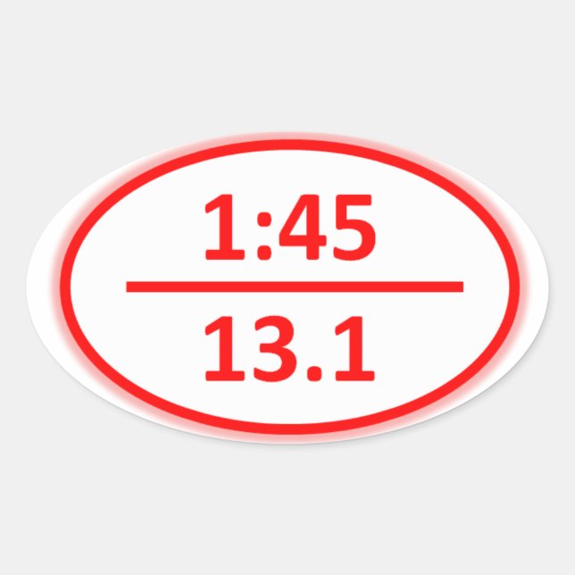 Adesivo Oval Menos de 1:45 para um Half Sticker (Frente)