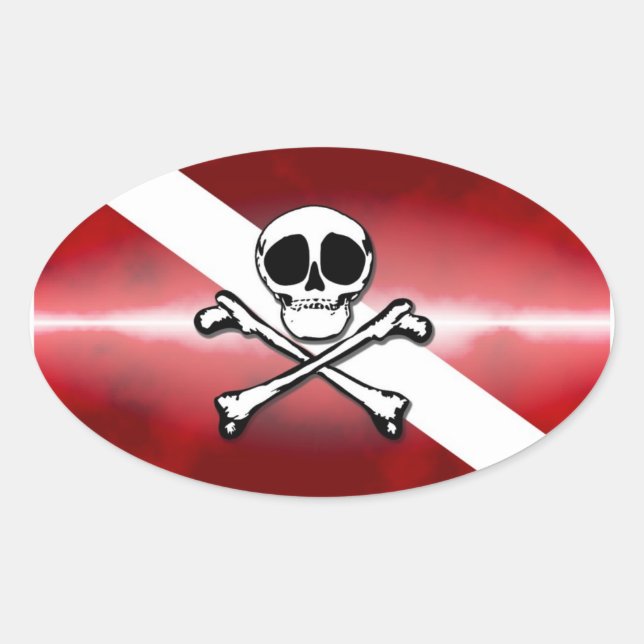 Adesivo Oval Mergulhador alegre (Frente)