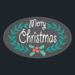 ADESIVO OVAL MERRY CHRISTMAS WREATH CHALKBOARD<br><div class="desc">MERRY CHRISTMAS: Pau de Natal brilhante e alegre, ao estilo oval de quadro branco, com tipografia casual desenhada à mão, colorido e corajoso e coroa floral. Design é excelente para crianças, professores e jovens adultos. Também pode ser usado como selos decorativos de envelopes ou etiquetas de presentes únicas. Maneira contemporânea,...</div>