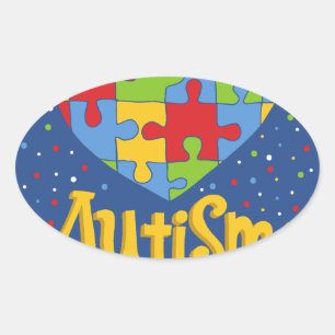 Adesivo Oval mês de conscientização sobre autismo