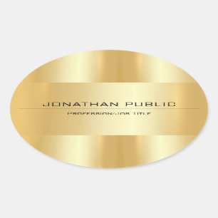 Adesivo Oval Metálico Dourado Faux Parece Moderno Elegante Simp