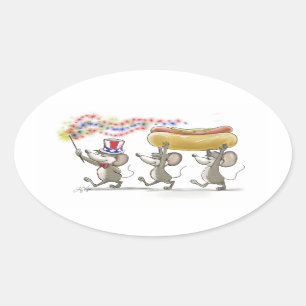 Adesivo Oval Mic, Mac & Moe's Happy 4 de julho Sticker