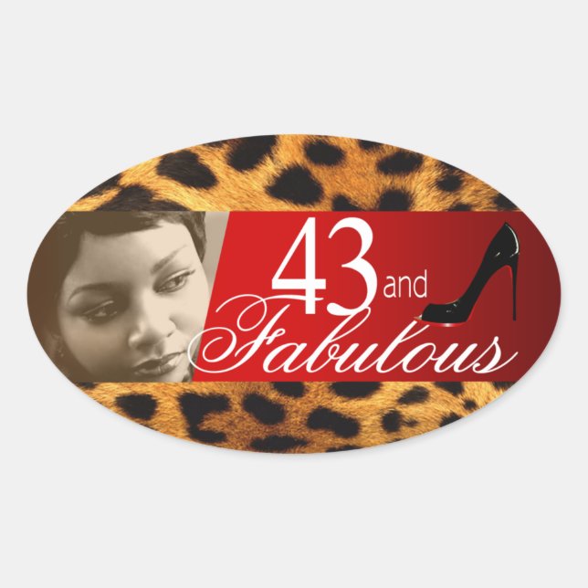 Adesivo Oval Michelle Leopard Photo Party Wine Oval (Frente)