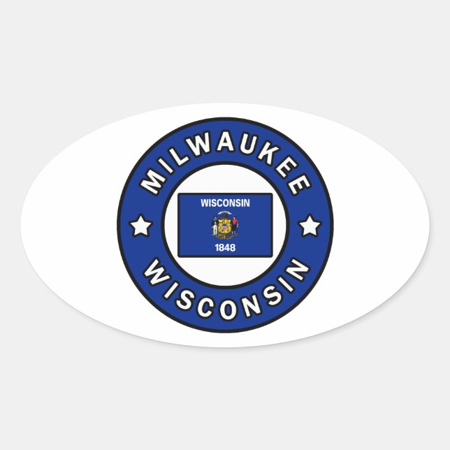 Adesivo Oval Milwaukee Wisconsin (Frente)