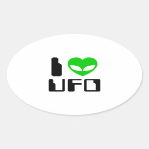 Adesivo Oval Mim UFO estrangeiro do coração