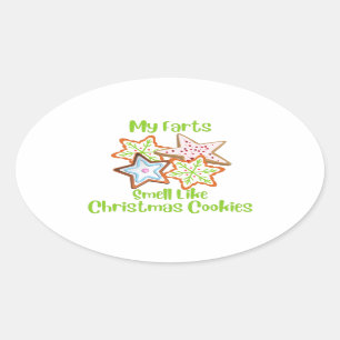 Adesivo Oval Minhas Farinhas Cheiram a Biscoitos de Natal