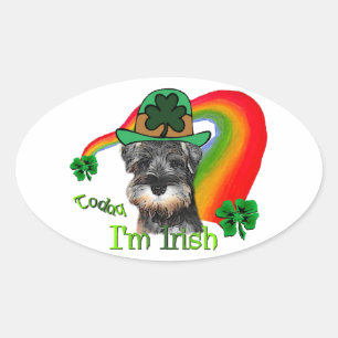 Adesivo Oval Miniatura Schnauzer St Patricks