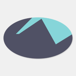 Adesivo Oval Minimalismo de abstrato Art Azul Branco