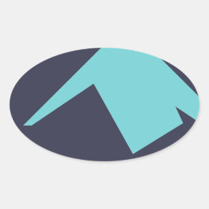 Adesivo Oval Minimalismo de abstrato Art Azul Branco