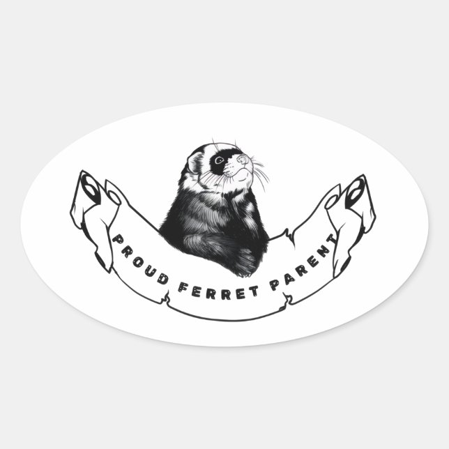 Adesivo Oval Minimalist  for ferret enthusiasts. (Frente)