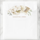 Adesivo Oval Minimalista Flor de Peônia Branca Moderna Aquarela<br><div class="desc">O design floral em aquarela de peônia branca moderna minimalista é o presente perfeito para os convidados do chá de noiva. Surpreenda suas damas de honra e amigas com as ideias perfeitas de presente de despedida de solteira. As lindas flores são fofas, femininas e modernas e são o presente perfeito...</div>