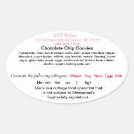 Adesivo Oval MÍSSISSIPPI Comida Lei de Algodão Mercado do Agric