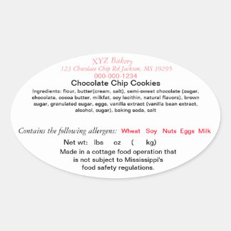 Adesivo Oval MÍSSISSIPPI Comida Lei de Algodão Mercado do Agric