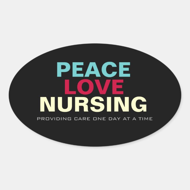 Adesivo Oval Mod Peace Love Nuring Oval Sticker (Frente)