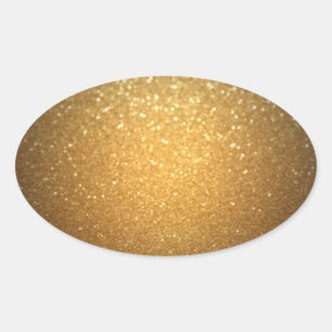 Adesivo Oval Modelo De Vazio Com Glitter Dourado Adicionar Seu