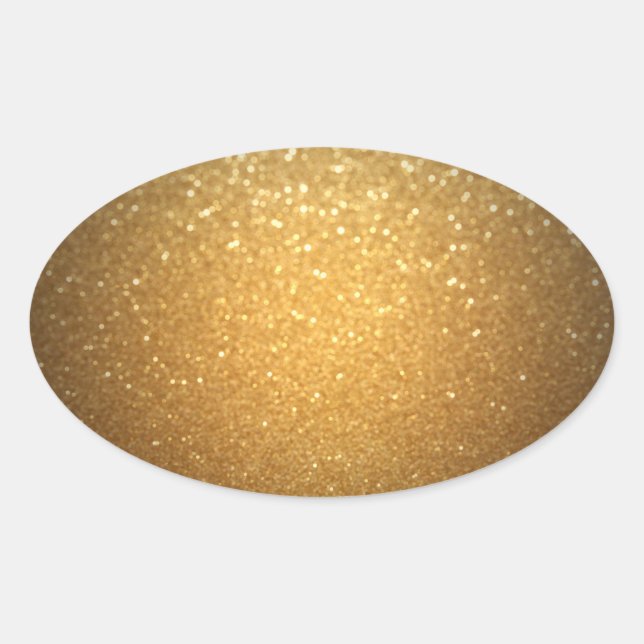 Adesivo Oval Modelo De Vazio Com Glitter Dourado Adicionar Seu  (Frente)