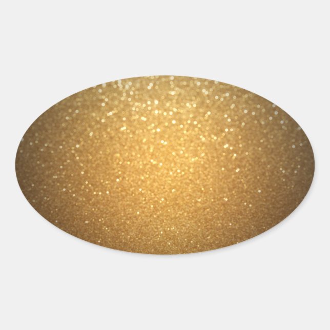 Adesivo Oval Modelo Elegante Glitter Dourado Para Adicionar Seu (Frente)