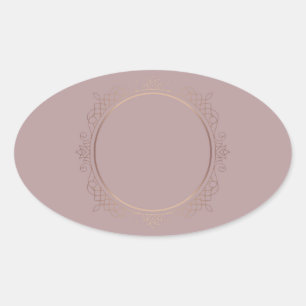Adesivo Oval Modelo em Branco de Rosa Dourado Adicione Seu Text