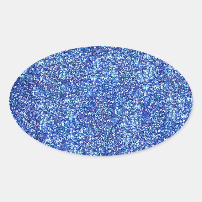 Adesivo Oval Modelo Moderno Glamouroso Brilhante Azul (Frente)