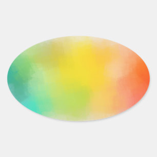 Adesivo Oval Modelo personalizado abstrato colorido em azul e v