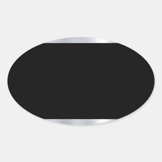 Adesivo Oval Modelo personalizado em branco Falso Prata Preto E (Frente)