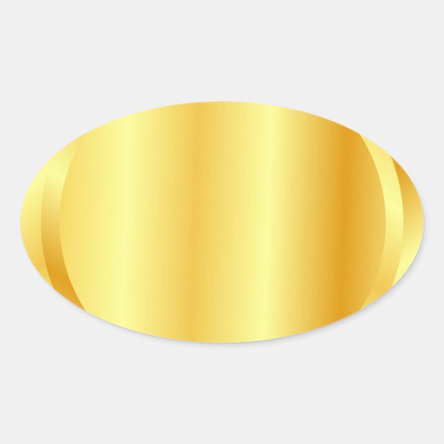 Adesivo Oval Modelo personalizado em ouro falso com aparência m (Frente)