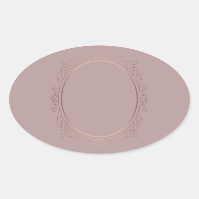 Adesivo Oval Modelo Vazio Dourado rosa Adicionar Sua Tendência  (Frente)