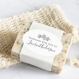 Adesivo Oval Moderno Line Art Berries Feita à mão com amor por