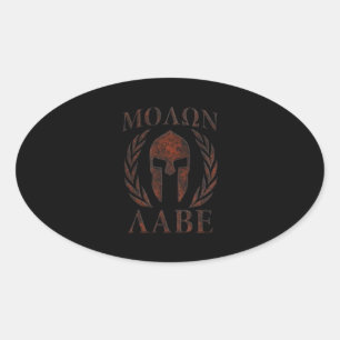 Adesivo Oval Molon Labe Iron Warrior Laurels