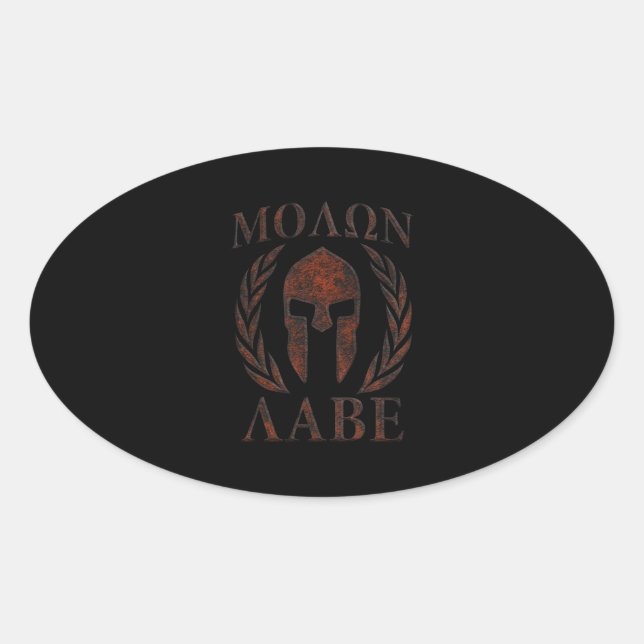 Adesivo Oval Molon Labe Iron Warrior Laurels (Frente)