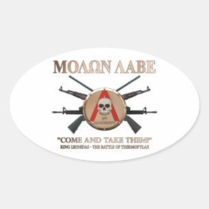 Adesivo Oval Molon Labe - protetor espartano