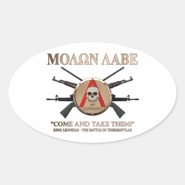 Adesivo Oval Molon Labe - Spartan Shield (Frente)