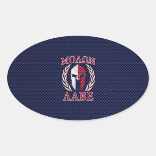 Adesivo Oval Molon Labe Spartan Warrior Carbono Estilo