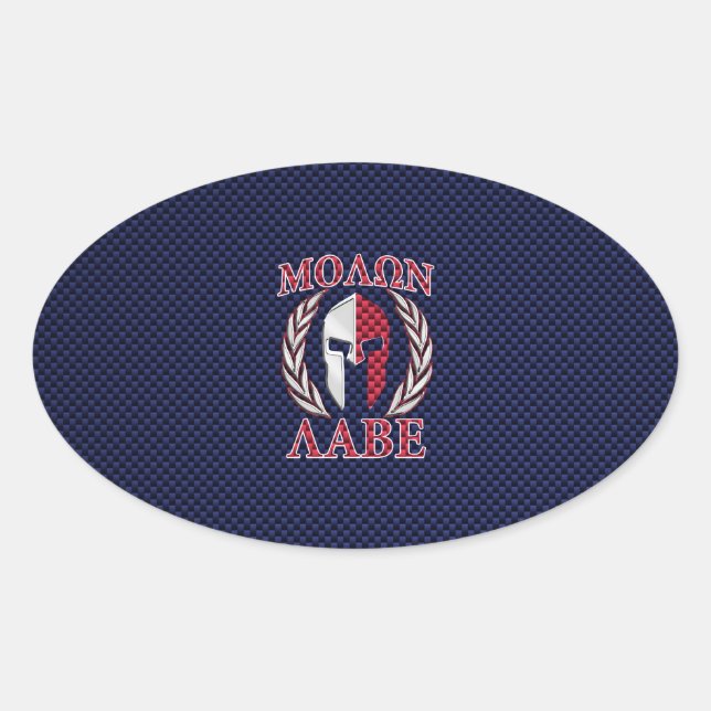 Adesivo Oval Molon Labe Spartan Warrior Carbono Estilo (Frente)