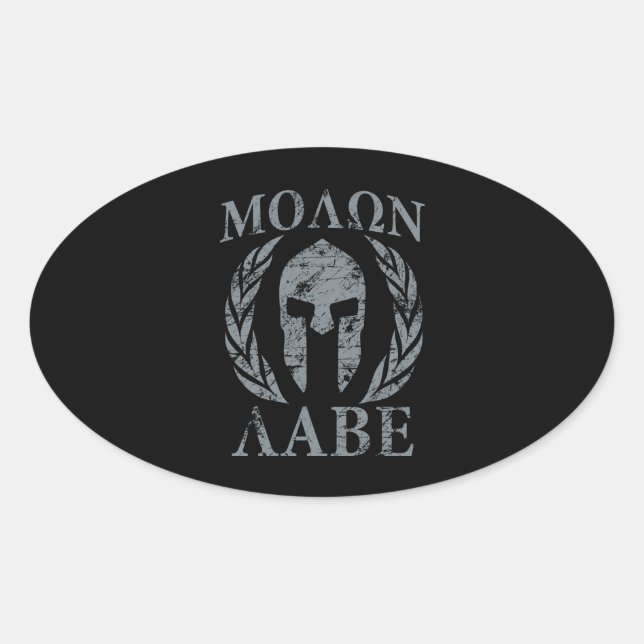 Adesivo Oval Molon Labe Spartan Warrior Laurels (Frente)